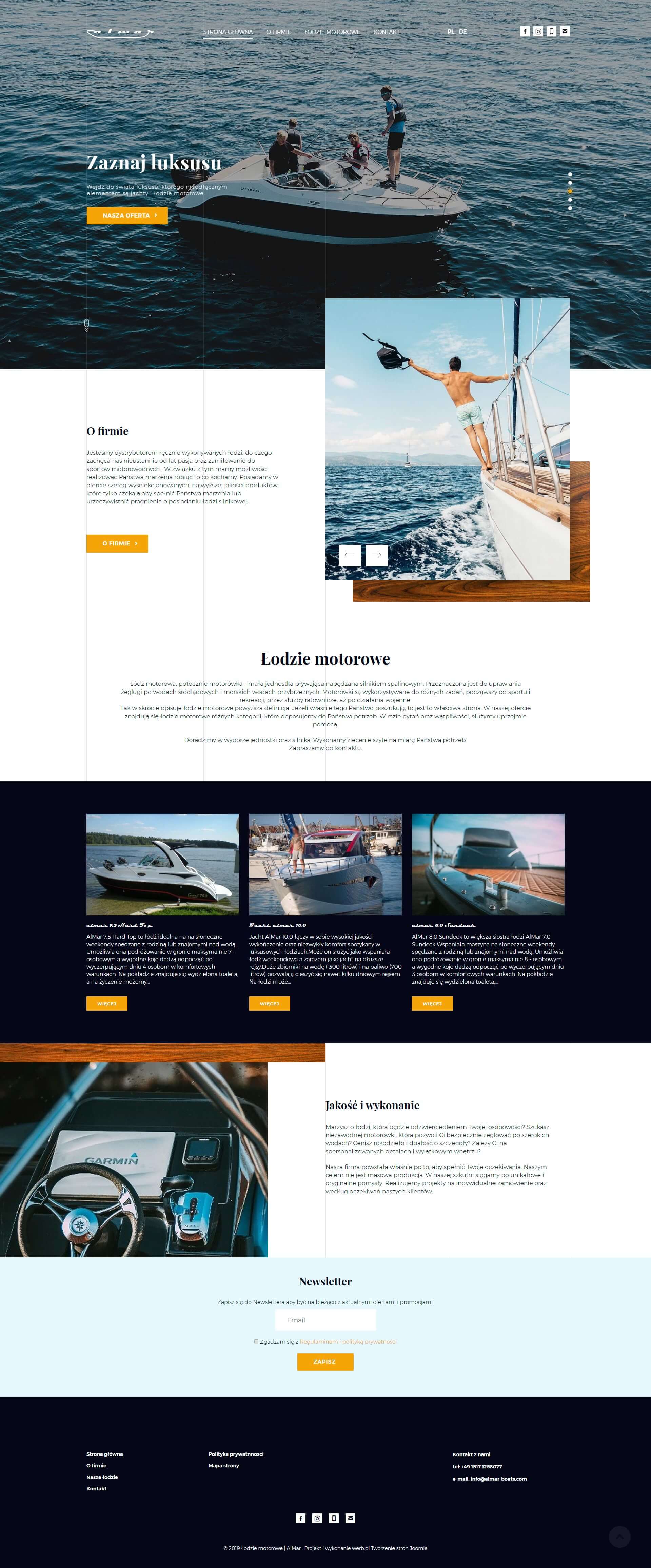 Almar łodzie - nowoczesna strona internetowa